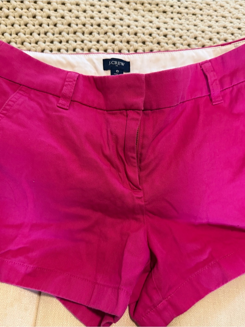 J. Crew Hot Pink High-Waist Cotton Chino Shorts